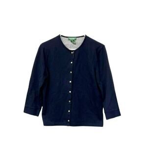 VTG Y2K Ralph Lauren Jeans Dark Blue Cardigan 3/4 Sleeves Metal Buttons Medium